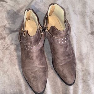 Brown slip on booties